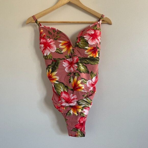 NWT Kona Sol V Wire Floral Tropical High Coverage One Piece Swimsuit 26W - Picture 2 of 10